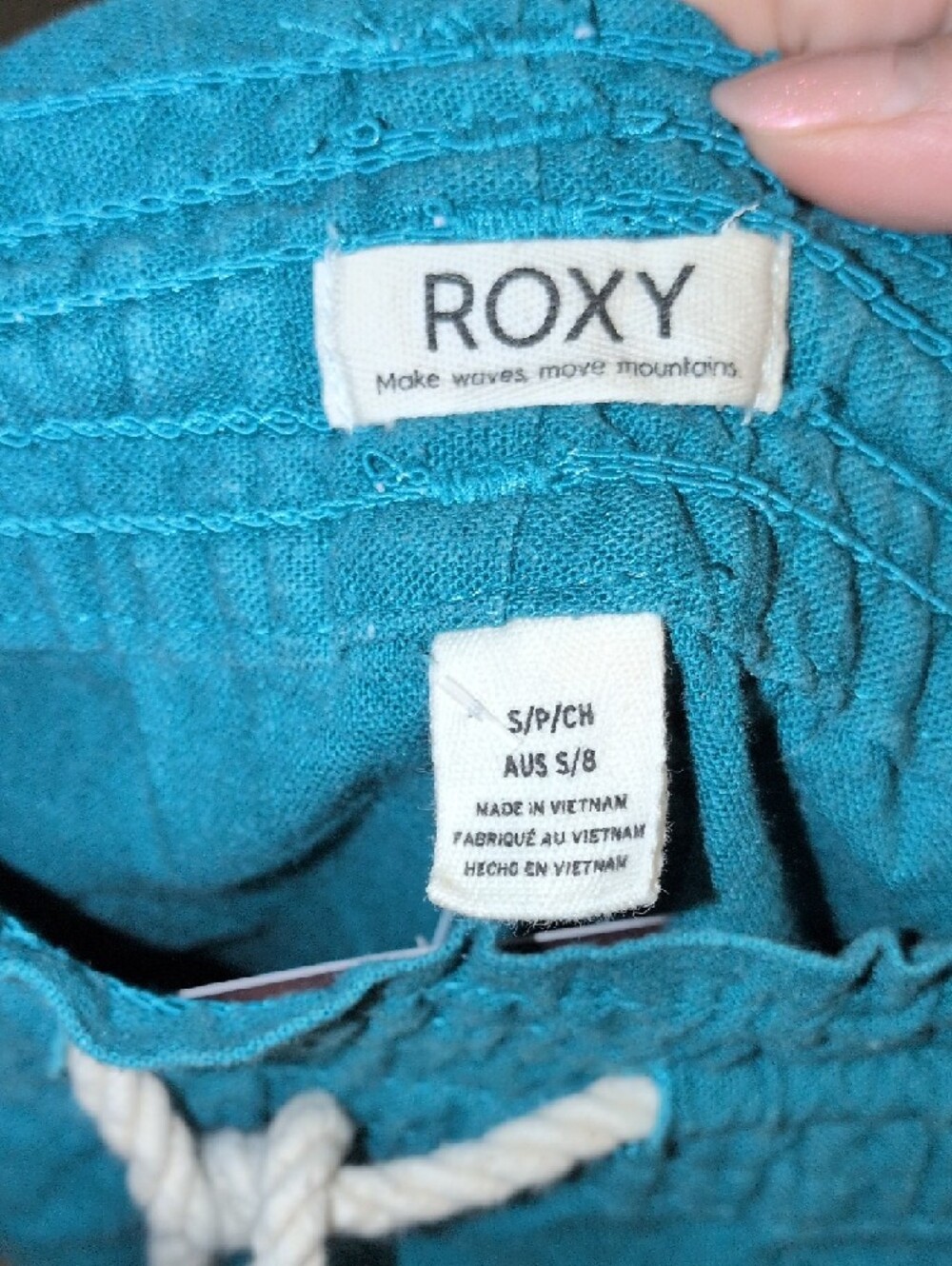 Roxy Teal Drawstring Linen Blend Shorts - Size Small - Picture 5 of 6